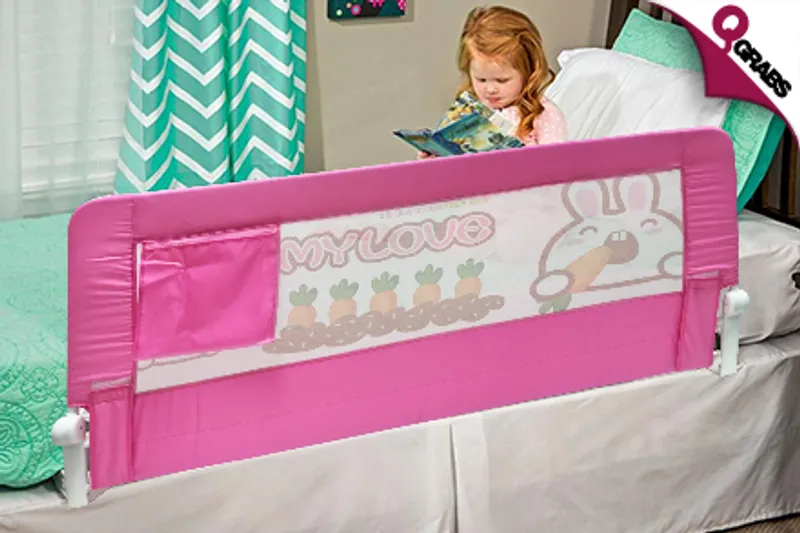 For QR99 Keep your Kids Safe while Sleeping with Hideaway Swing Down Bed Rails with Net! (QR189 Value)